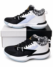 Jordan Men's Mid Top Athletic Sneakers Black/White Lace Up New w/ Box picture