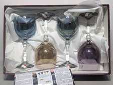 Cristalleria Fratelli Fumo Wine Colored Glasses Set of 4 Hand Made Italy NIB picture