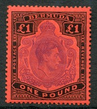 Bermuda 1938-53 perf. 13 £1 SG 121d hinged mint (cat. £50 as u/m) D bright shade picture