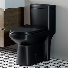 HOROW Small Compact One Piece Toilet Matte Black, with Soft Closing & UF Seat picture