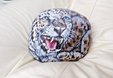 Leopard large Stone hand painted Rock original art signed by Manuela Quick picture