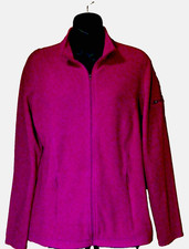Vtg LL BEAN FLEECE JACKET FULL ZIP Sz M,  ARM POCKET Pink Magenta Sweatshirt picture