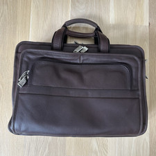 Solo Vtg Never Used Espresso Brown Leather Briefcase for Storage Laptop Travel picture