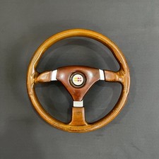 Vintage MOMO Veloce Wood 3-Spoke Steering Wheel 05-92 Momo Corse Horn Button picture