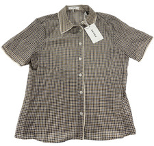 FRAME Womens Houndstooth Silk Button Up Shirt Check Blouse Size Small P picture
