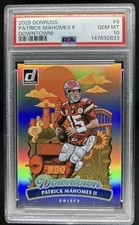 2025 Panini Donruss Patrick Mahomes Downtown SP #8 Chiefs PSA 10 GEM READ CHASE picture