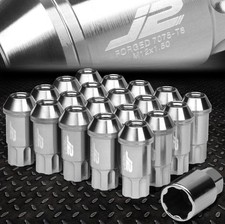 J2 ENGINEERING 7075 ALUMINUM M12X1.5 20PCS 50MM OPEN END LUG NUT SET+KEY SILVER picture