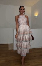 H&M Linen-blend Tiered Halterneck Dress XS M picture