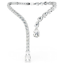 Swarovski Matrix open necklace Mixed cut, white, rhodium plated picture