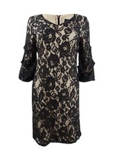 DKNY Women's Ruched-Sleeve Lace Sheath Dress picture