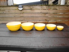 VINTAGE GRADUATED SET 5 ALUMINIA ROYAL COPENHAGEN CONFETTI SUSANNE KITCHEN BOWLS picture