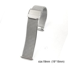 18mm 19mm Universal Watch Strap Stainless Steel Flat Milanese Mesh Wristband picture