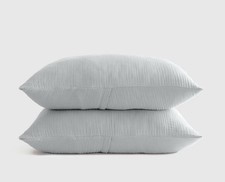 Quince Organic Cotton Set Of 2 Gray Airy Gauze Shams Standard Size. New picture