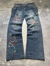 VTG Diesel Jeans Women Sz 29 Made in Italy Embroidered Floral Bootcut Y2K Denim picture