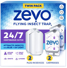 Zevo Flying Insect Trap (2 Plug-in Bases + 2 Cartridges) Featuring Blue UV Light picture