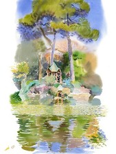 Nice France ORIGINAL Watercolor Landscape Painting Contemporary Realism Wall Art picture