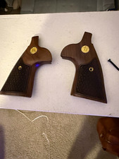HRV Customs Wood Handgun Grip Panels Pair Checkered Inserts w/ Medallions picture