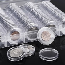 100 DIRECT FIT AIRTIGHT 30.6MM JFK HALF DOLLAR COIN HOLDERS CAPSULES picture