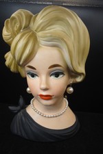 Large Vintage Napco C7294 MCM Ceramic Lady Head Vase Japan 7 1/2