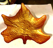orange glass decorative serving dish leaf shaped picture