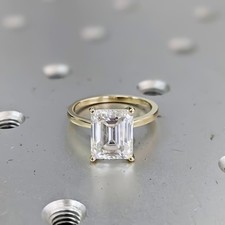 4.24 Ct Certified Emerald Cut White Diamond Ring 925 Silver Gift for Her picture