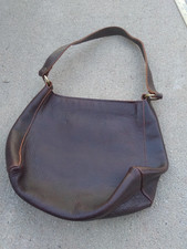 Vintage Portland Leather Goods Hand Made Leather Purse Brass Hardware Brown Tote picture