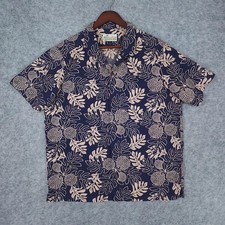 Pataloha Patagonia Mens Shirt Large Navy Hawaiian Organic Cotton Fruit Leaves picture