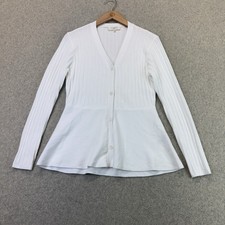 La Vila Milano Women’s Ribbed Knit Peplum Cardigan White Size S picture