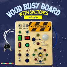 Montessori Toddler Busy Board - Wooden Light Switch Board for 1-3 Years Old, New picture