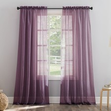No. 918 Jillian Crushed Voile Sheer Rod Pocket Curtain Panel Pair Purple 51x84 picture