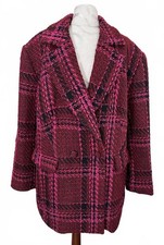Eloquii Women's Burgundy & Pink Plaid Wool Blend Coat- 18 picture
