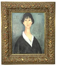 Amedeo Modigliani 1824-1920 Oil on Paper In The Style Of Painting Signed picture