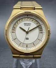 Rare Seiko SQ Quartz Crescent Pointer Date men's dress watch 5H22-6A19 NOS picture