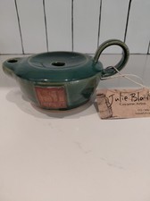 Hand Thrown New Studio Art Pottery Green  Glazed Sandstone Oil Lamp/Weed Pot picture