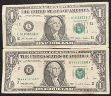 1995 2009 Series $1 Fancy Serial Number with L/x Block and B/Y Blocks. picture