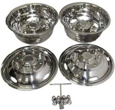 For 2005-2022 Ford F350 Semi Truck 17 inch Stainless Steel Dual Wheel Simulators picture