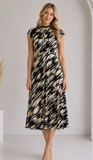 Maggy London Abstract Mock Neck Midi Dress Size 16 Artsy Fall Holiday Chic $148 picture