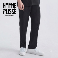 Japan Homme Plisse ISSEY MIYAKE Straight Leg Black Casual Pants JF150 picture