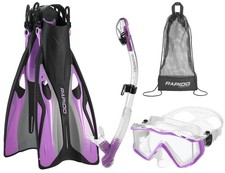 Rapido Silicone Scuba Snorkeling Mask Fin Snorkel Set + Carry Bag - TRAVEL SET picture