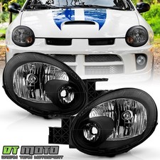 Black 2003 2004 2005 Dodge Neon Headlights Headlamp Replacement Left+Right 03-05 picture