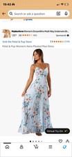 petal and pup Pleated Blue Floral Print  Romantic Spaghetti Straps Size 10 NEW picture