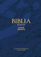 Biblia RVR 1960 Letra Súper Gigante Cuero Genuino Azul con Índice picture