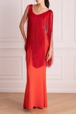 Chiara Boni La Petite Robe Red Fringe Evening Gown XS NEW picture