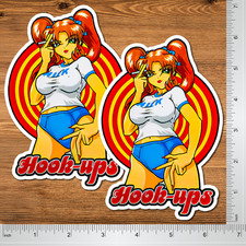 Hook-Ups Retro Skateboarding Vinyl Sticker Set 2-Pack 6″ Red Hair Anime Girl picture