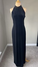 Vintage Reggio Black Velvet Silver Sequin Halter Evening Prom Maxi Dress M 12 picture