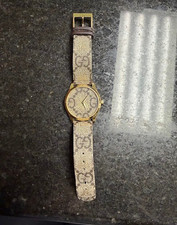 Gucci G-Timeless 38mm GG Supreme Canvas Gold Bee Unisex Watch 126.4 67843-1MA picture