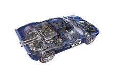 1965 FORD GT40 RACE CAR CUTAWAY POSTER PRINT 24x36 9MIL PAPER picture