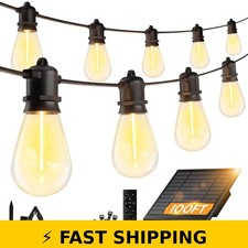 Minetom 100FT Solar String Lights with Remote & Dimmable S14 Bulbs picture