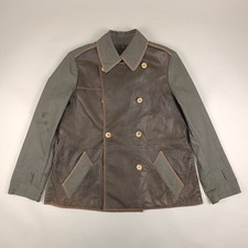 Artico Sheep Skin Leather Jacket Womens 44 Brown Green Made in Italy picture