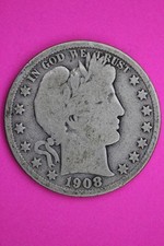 1908 S Barber Liberty Silver Half Dollar Guaranteed Authentic Genuine Coin 2333 picture